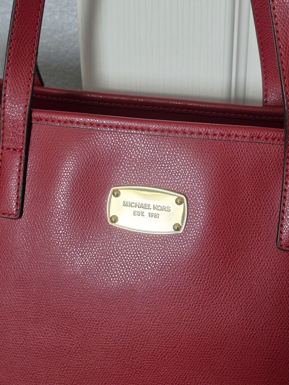 Michael Kors Red Leather Tote Bag - Picture 2 of 13